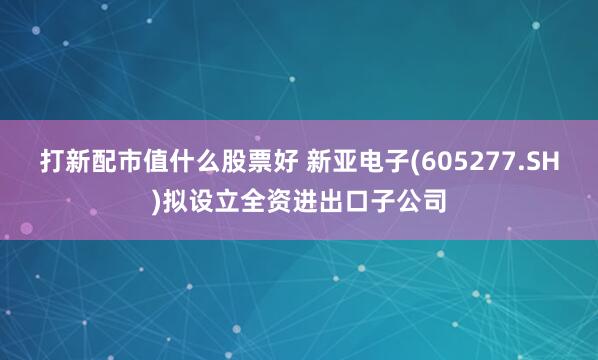 打新配市值什么股票好 新亞電子(605277.SH)擬設(shè)立全資進(jìn)出口子公司